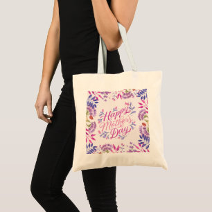Bolsa Tote Flor brilhante de cor d'água doce de Dia de as mãe