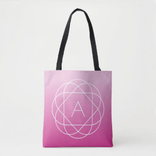 Bolsa Tote Flor-Como o monograma geométrico   Ombre protegid