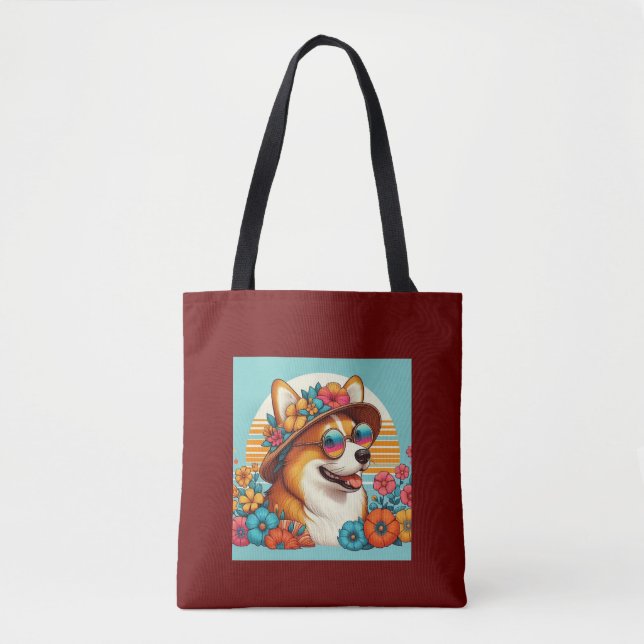 Bolsa Tote Flor Corgi (Frente)