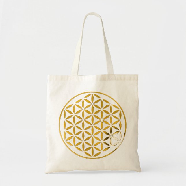 Bolsa Tote Flor Da Vida 1 - Carimbo Dourado (Frente)
