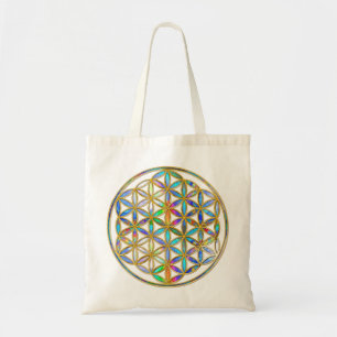 Bolsa Tote Flor da Vida / Blume des Lebens - cor dourada