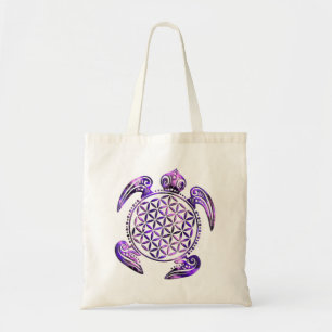 Bolsa Tote Flor da Vida / Blume des Lebens - tartaruga roxa