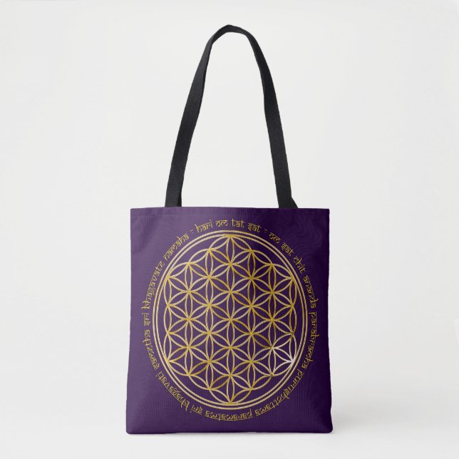 Bolsa Tote Flor da vida com Moola Mantra (Frente)