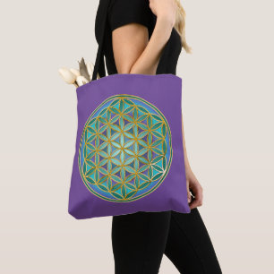 Bolsa Tote FLOR DA VIDA - Design 1 das Geometrias Sagradas