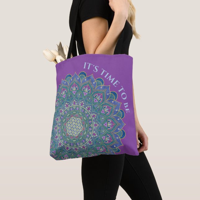 Bolsa Tote Flor Da Vida - Estilo De Mandala Índia 1 (Close Up)