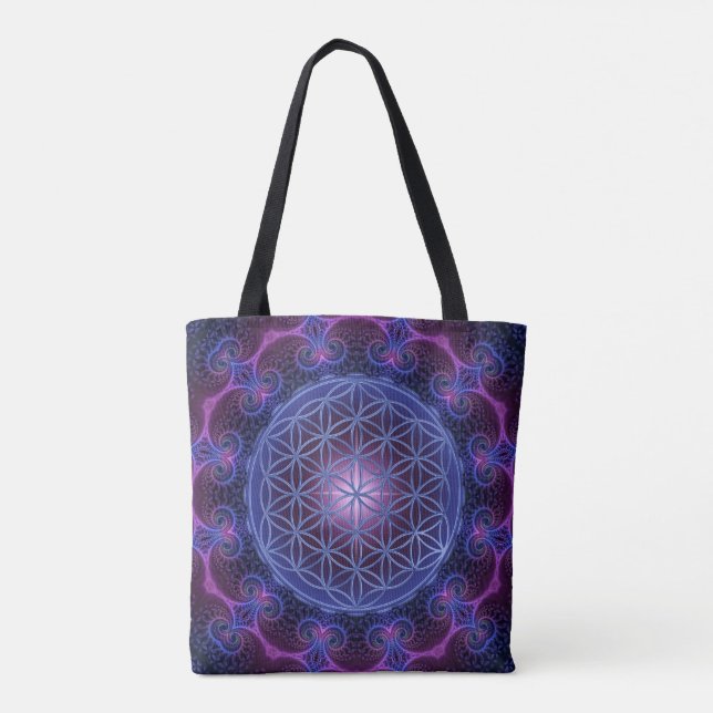 Bolsa Tote Flor Da Vida - Fractal Mandala Square II (Verso)