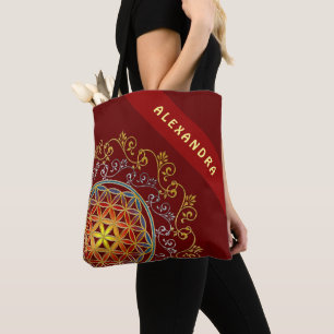 Bolsa Tote Flor da Vida - Mandala de Ornamentos Vintage 1