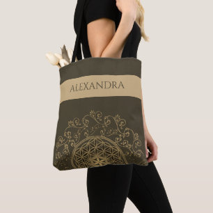 Bolsa Tote Flor da Vida - Mandala de Ornamentos Vintage 2