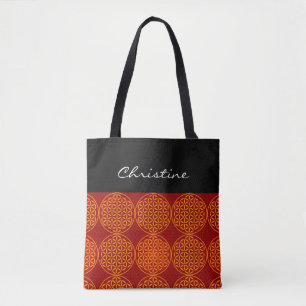 Bolsa Tote Flor da vida - padrão do selo - vermelho laranja