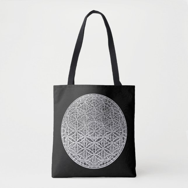 Bolsa Tote FLOR DA VIDA - Prata Medal (Frente)