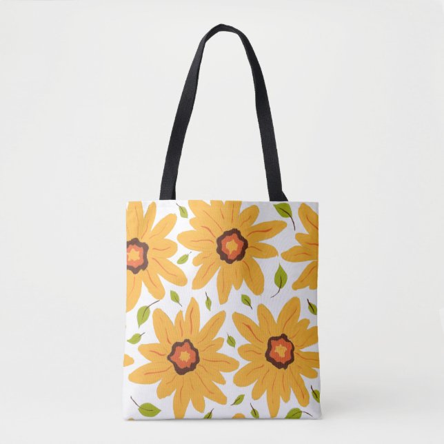 Bolsa Tote Flor Daisy Pintado Pintado com Mão Solarinho em Br (Frente)