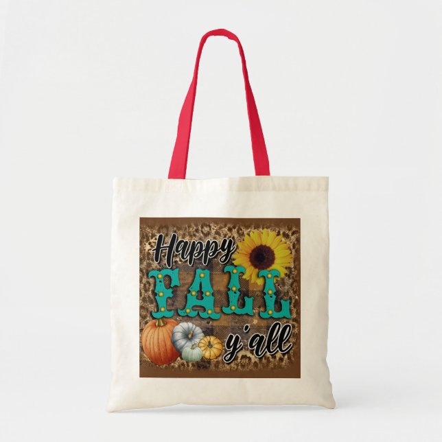 Bolsa Tote Flor de Abóbora Feliz Queda Elegante (Frente)