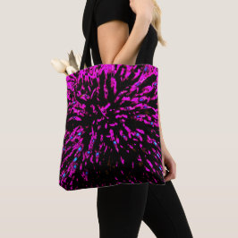 Bolsa Tote Flor de Abstrato preto e roxo