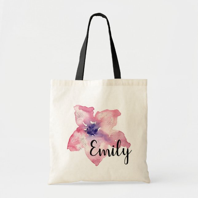 Bolsa Tote Flor de Aquarela (Frente)