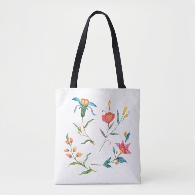 Bolsa Tote Flor de aquarela colorida (Frente)