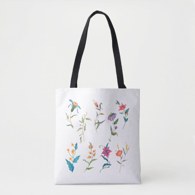 Bolsa Tote Flor de aquarela colorida II    (Frente)