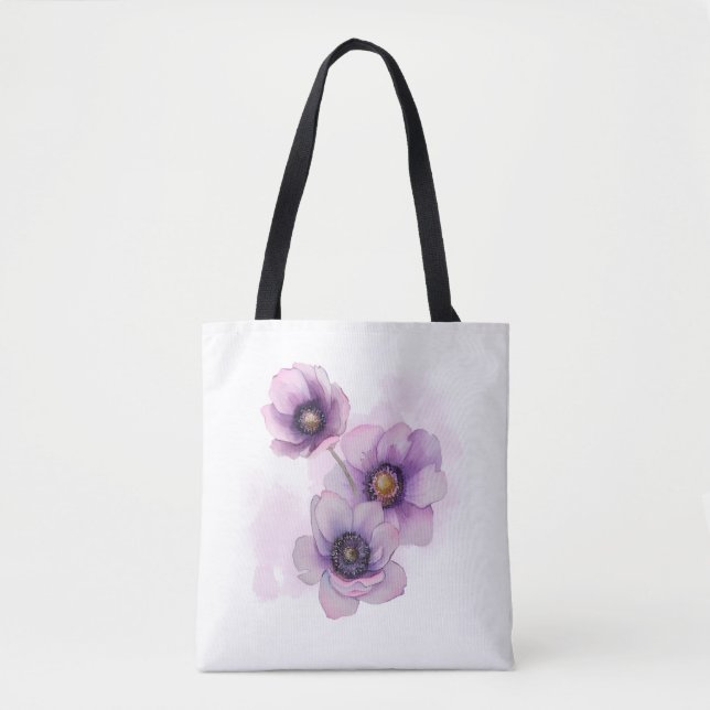 Bolsa Tote flor de aquarela roxa (Frente)