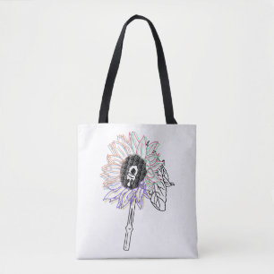 Bolsa Tote Flor de Arco-Íris Arte Funky