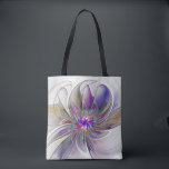 Bolsa Tote Flor de Arte Abstrato, Enérgica e Colorida<br><div class="desc">Uma flor de fantasia multicolor e poderosa,  Design de Arte Fractal floral única para a sua bolsa de ombro e muito mais.</div>