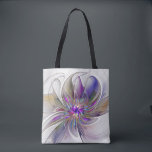 Bolsa Tote Flor de Arte Abstrato, Enérgica e Colorida<br><div class="desc">Uma flor de fantasia multicolor e poderosa, Design de Arte Fractal floral única para a sua bolsa de ombro e muito mais.</div>