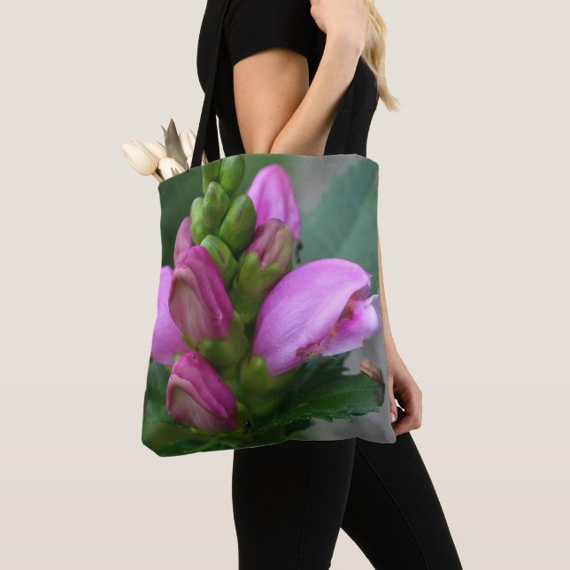 Bolsa Tote Flor de Cabeça de Tartaruga Rosa (Close Up)