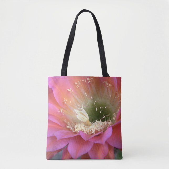 Bolsa Tote Flor de cacto rosa no deserto (Frente)