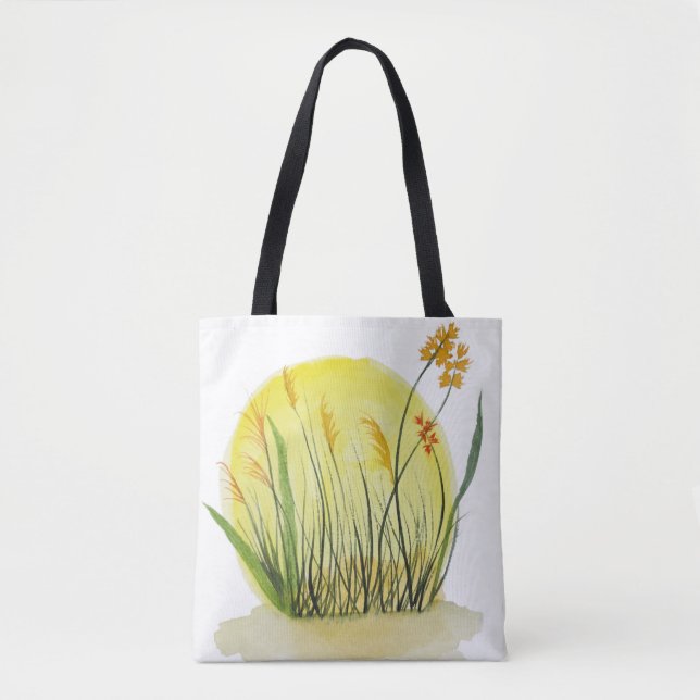 Bolsa Tote Flor de Campo Original & Natureza da Grama da Prad (Frente)