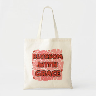 Bolsa Tote flor de campo rosa floresce com graça