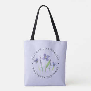 Bolsa Tote Flor de Campo Roxa & Lavanda Bonita em Aquarela