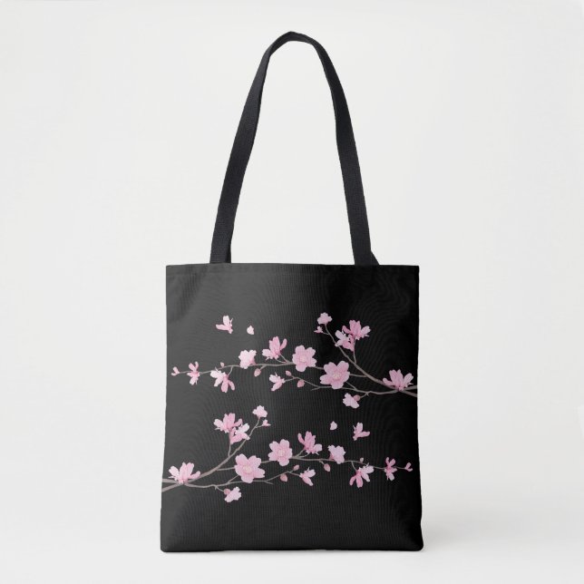Bolsa Tote Flor de Cereja - Preto (Frente)