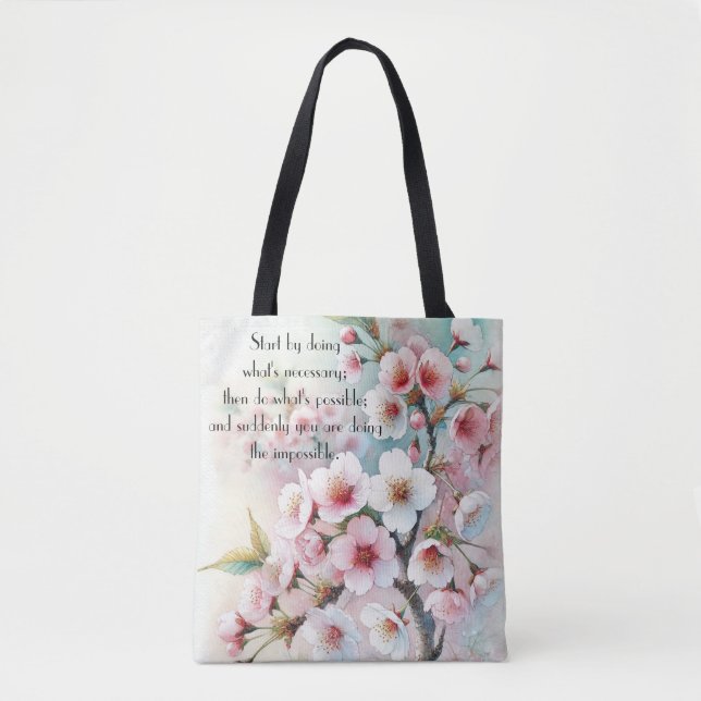Bolsa Tote Flor de Cerejeira & Citação (Frente)
