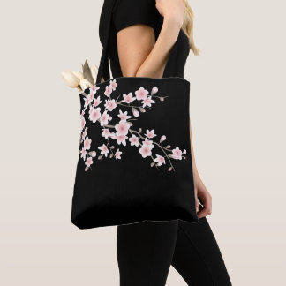Bolsa Tote Flor de Cerejeira Cor-de-Rosa BLUSH Preto