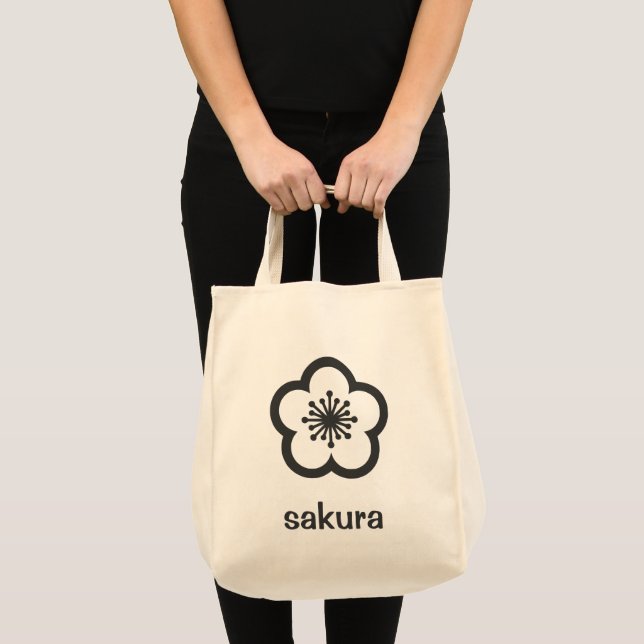 Bolsa Tote Flor de Cerejeira Preta e Macia Sakura (Frente (produto))