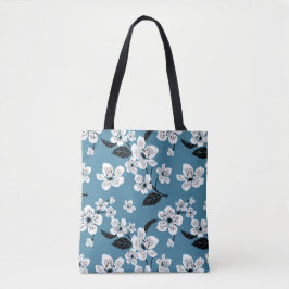 BOLSA TOTE FLOR DE CEREJEIRA - SAKURA (AZUL FUMÊ)