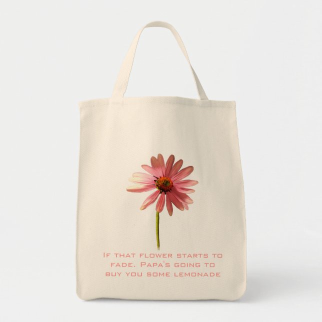 Bolsa Tote Flor de Cone Rosa Se essa flor começar a desaparec (Frente)