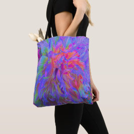 Bolsa Tote Flor de Dália Decorativa Psicodélica Elegante