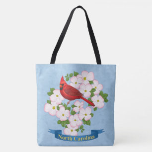 Bolsa Tote Flor de Dogwood, Pássaro Cardeal da Carolina do N
