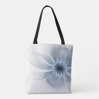 Bolsa Tote Flor de fantasia fractal azul macia e tenra
