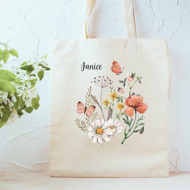 Bolsa Tote Flor de Flor Botânico Personalizado (Criador carregado)