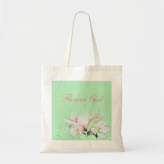 Bolsa Tote Flor de flor rosa bonito de maçã (Frente)
