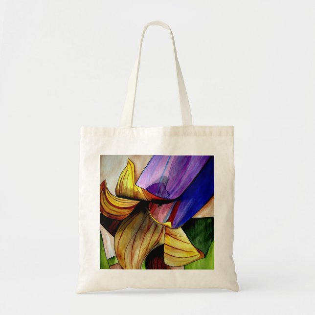 Bolsa Tote Flor de Fritillária roxa arte original aquarela (Frente)
