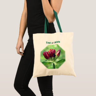 Bolsa Tote Flor de Genciana Vermelha Personalizada