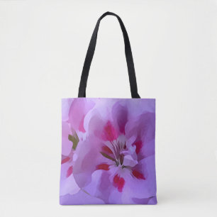 Bolsa Tote Flor de Hibisco Abstrata Violeta Rosa