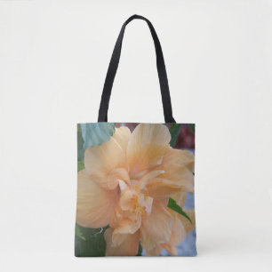 Bolsa Tote Flor de hibisco laranja num saco de toalhas