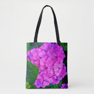 Bolsa Tote Flor de Hortênsia Rosa Supersaturada