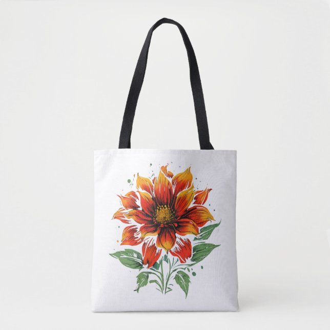 Bolsa Tote Flor de incêndio Dahlia (Frente)
