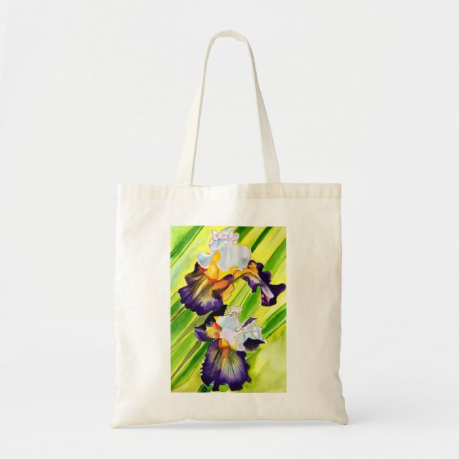 Bolsa Tote Flor de íris em aquarela (Frente)