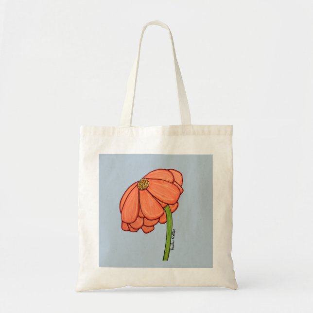 Bolsa Tote Flor de Laranja com fundo Azul (Frente)