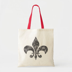 Bolsa Tote Flor de lis preta do laço