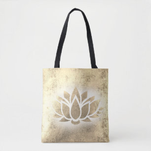 Bolsa Tote flor de lótus do ouro